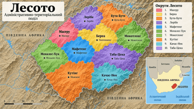 Карта Лесото