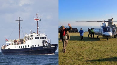 lundy island ferry and helicopter