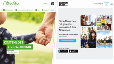 Startseiten von ElternLeben.de und GemeinsamErleben.com als moderne Alternativen zum Coron-A-Mat