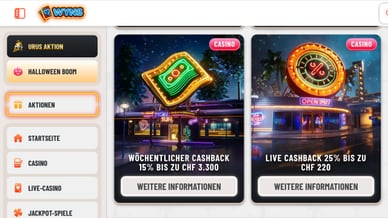 Cashback im Casino Wyns Schweiz