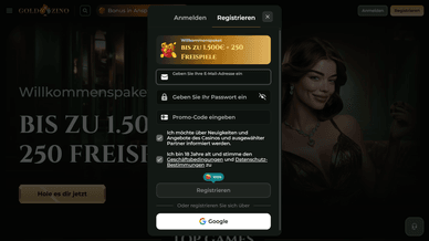 Goldzino Registrierung