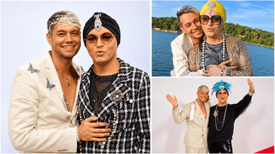 Julian F.M. Stoeckel und Marcell Damaschke posieren am See