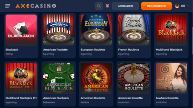 AxeCasino klassischer Tischspiele