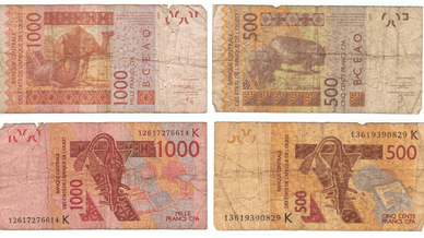 500 CFA и 1000 CFA