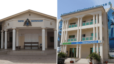 Магистратский суд Канифинга и штаб-квартира Standard Chartered Bank Gambia Ltd — старейшего банка в стране