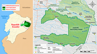 Karte des Yasuní-Nationalparks in Ecuador