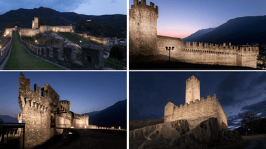 Festung von Bellinzona am Abend