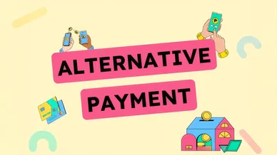 Illustration colorée représentant le concept de paiement alternatifs avec des transactions numériques.