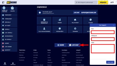 Asiakaspalvelu BetScore casino