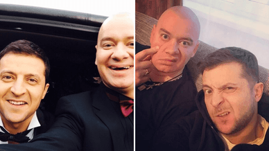 Президент України Володимир Зеленський та актор студії «Квартал 95» Євген Кошовий