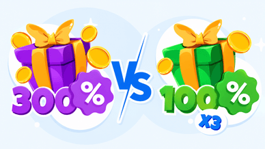 Bonus 300 % im Vergleich zu 100 %