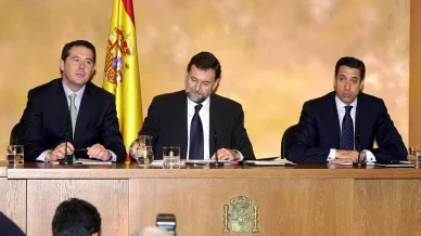 Rajoy en una rueda de prensa en el palacio de la Moncloa