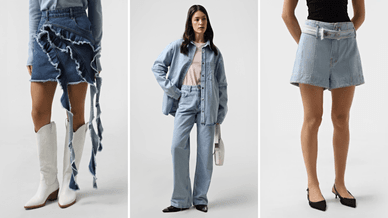 Джинсові образи з колекції Denim Collection українського бренду CHER’17, джинсова мініспідниця, джинсова куртка вільного крою та джинсові шорти