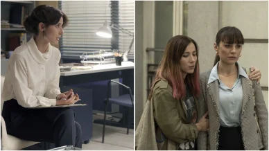 Bárbara Goenaga durante el rodaje de series