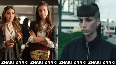 Claudia Salas durante el rodaje de series