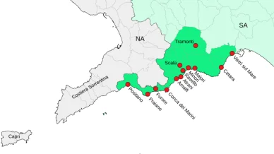 Karta över Amalfikusten