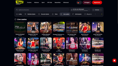 Tischspiele mit Live-Dealer im Yep Casino