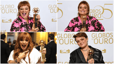 Carolina Deslandes com o troféu Globo de Ouro