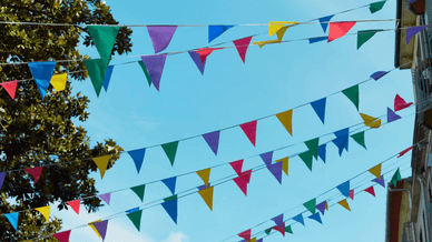 Colorful festive bunting flags