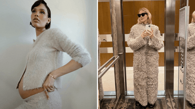 Акторка Келлі Разерфорд в шубі-максі з овчини тиградо та Нара Сміт в ніжному трикотажному комплекті