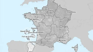 Carte de la France illustrant le Classement des communes en zone de revitalisation rurale.