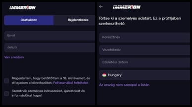 Immerion regisztráció