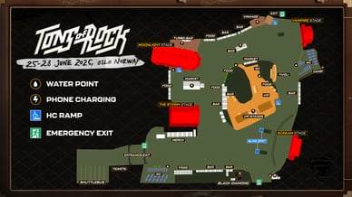 Kart over Tons of Rock-festivalen 2025