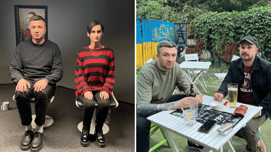 Сергій Іванов разом із солісткою гурту Go_A Катериною Павленко і стендап-коміком та волонтером Романом Щербаном