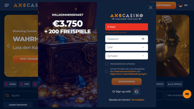 Online Casino Axe Registrierung