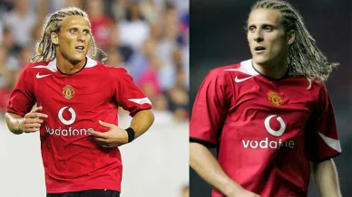 Diego Forlán etapa en Manchester Forlán jugando con camiseta del Manchester United