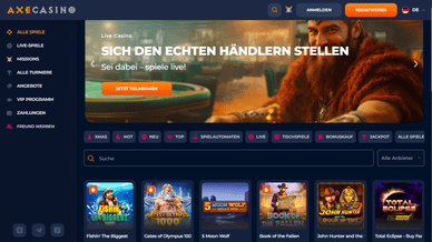 Glücksspiele von Axe Casino