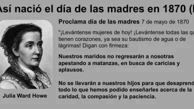 Extracto de la Proclamación del Día de la Madre, hecha por Julia Ward Howe el 7 de mayo de 1870 (EE. UU.)