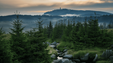 Panorama eines Tals im Harz
