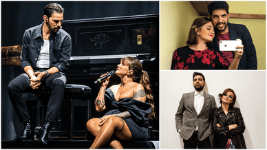 Carolina Deslandes no palco e com o seu ex-parceiro