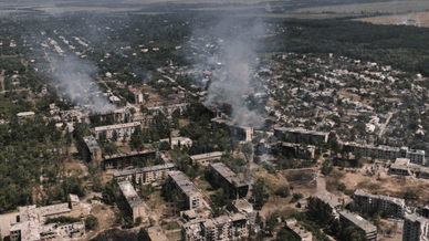 Зруйновані житлові квартали Торецька