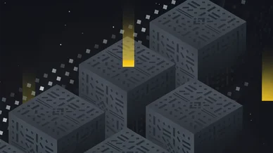 Visuel numérique stylisé évoquant l’infrastructure de Binance Smart Chain. Illustration abstraite représentant des blocs numériques symbolisant Binance Smart Chain.