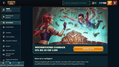 Monster Win Casino Cashback