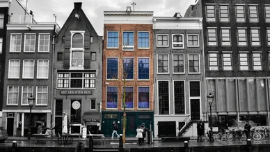 Maison Anne Frank façade à Amsterdam. Façade de la Maison Anne Frank à Amsterdam.