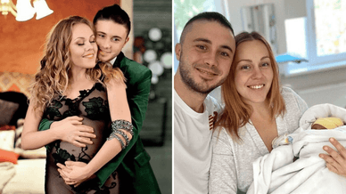 Олена Тополя та її вже колишній чоловік Тарас Тополя, фронтмен гурту «Антитіла», фотосесія періоду вагітності та з пологового будинку