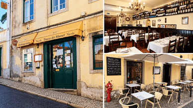 Fachada e esplanada da Tasca do Manel em Lisboa