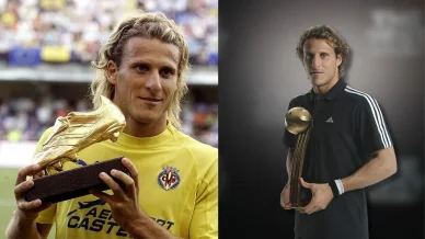 Diego Forlán mejor jugador del Mundial Diego Forlán mostrando su trofeo