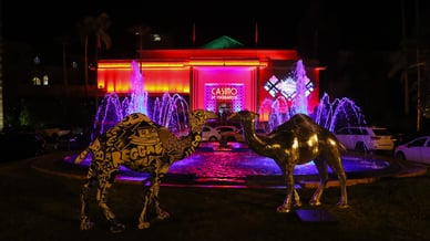 الواجهة الخارجية النابضة بالحياة لكازينو مراكش في الليل
