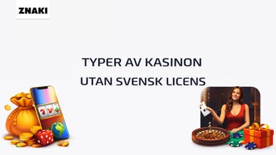 Bild med kasinotema på texten - Typer av сasinon