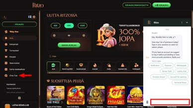 Asiakaspalvelu Ritzo kasino