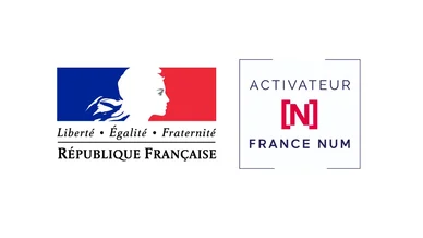 Image des logos associés aux Aides France Num pour la transformation numérique. Logos officiels illustrant les Aides France Num pour la transformation numérique.