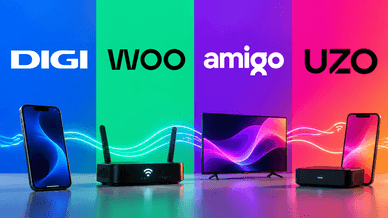 Logótipos das quatro operadoras com dispositivos