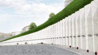 Концептуальна візуалізація проєкту меморіалу Героїв Небесної Сотні в Києві, архітектурний рендер