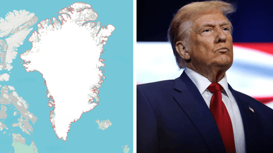 Карта Гренландії та Дональд Трамп