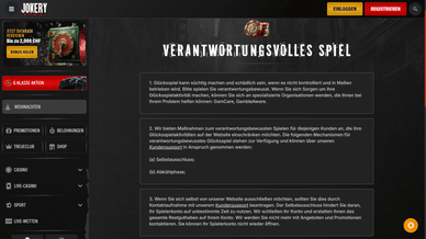 Jokery Online Casino Verantwortungsvolles Spielen