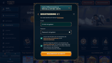 Monster Win Online Casino Login und Registrieung